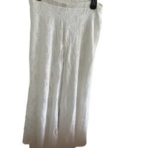 Crochet Cotton Flare Pants Junior Women S White Lined Hippie 70s Resort Beach